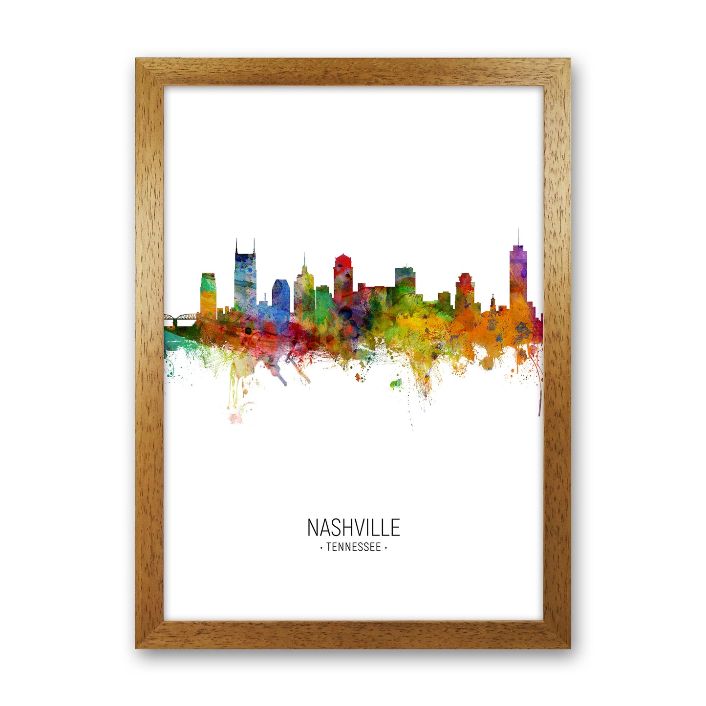 Nashville Tennessee Skyline Portrait Art Print by Michael Tompsett Oak Grain