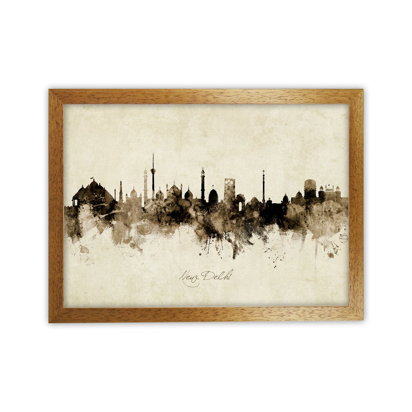 New Delhi India Skyline Vintage Art Print by Michael Tompsett Oak Grain