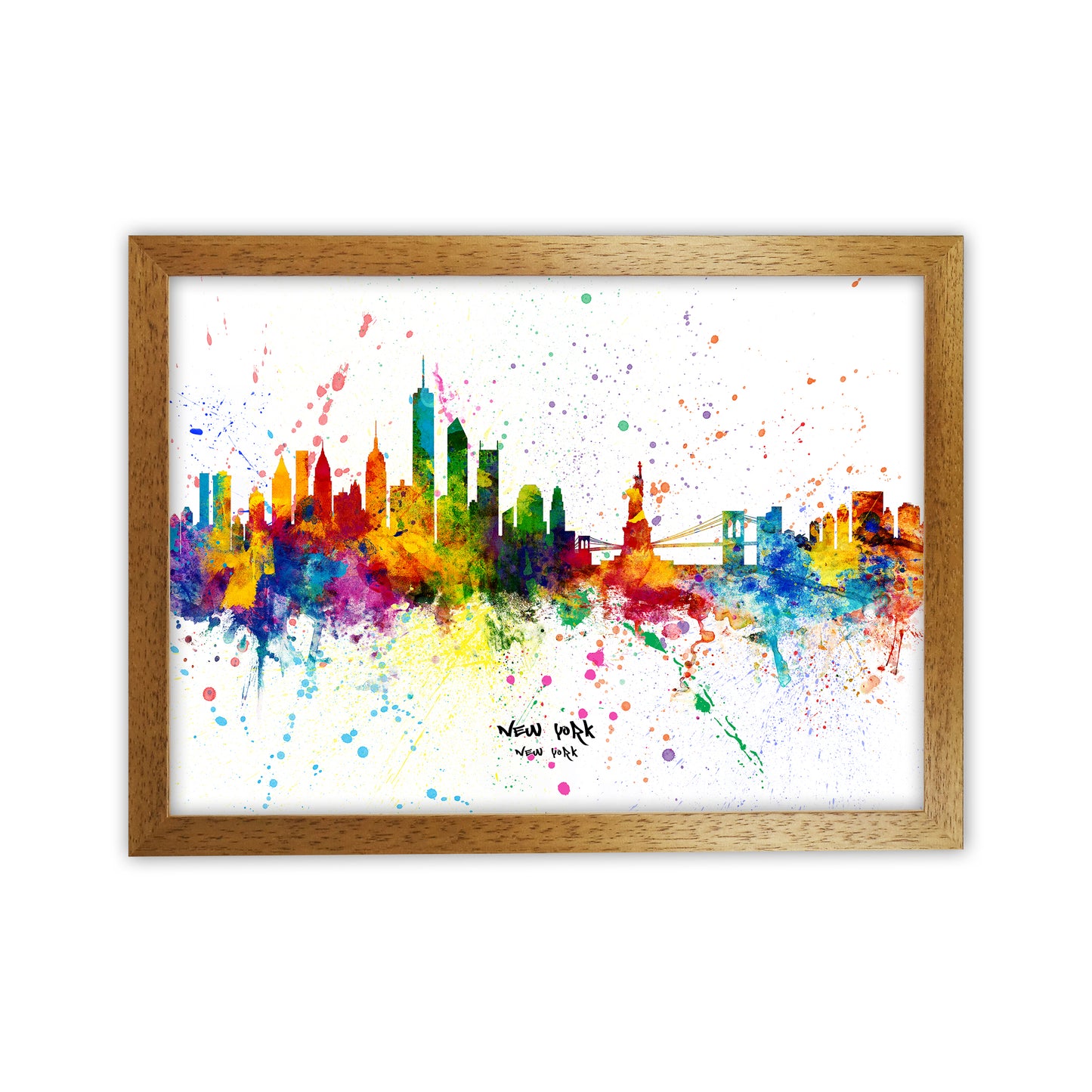 New York New York Skyline Splash Art Print by Michael Tompsett Oak Grain