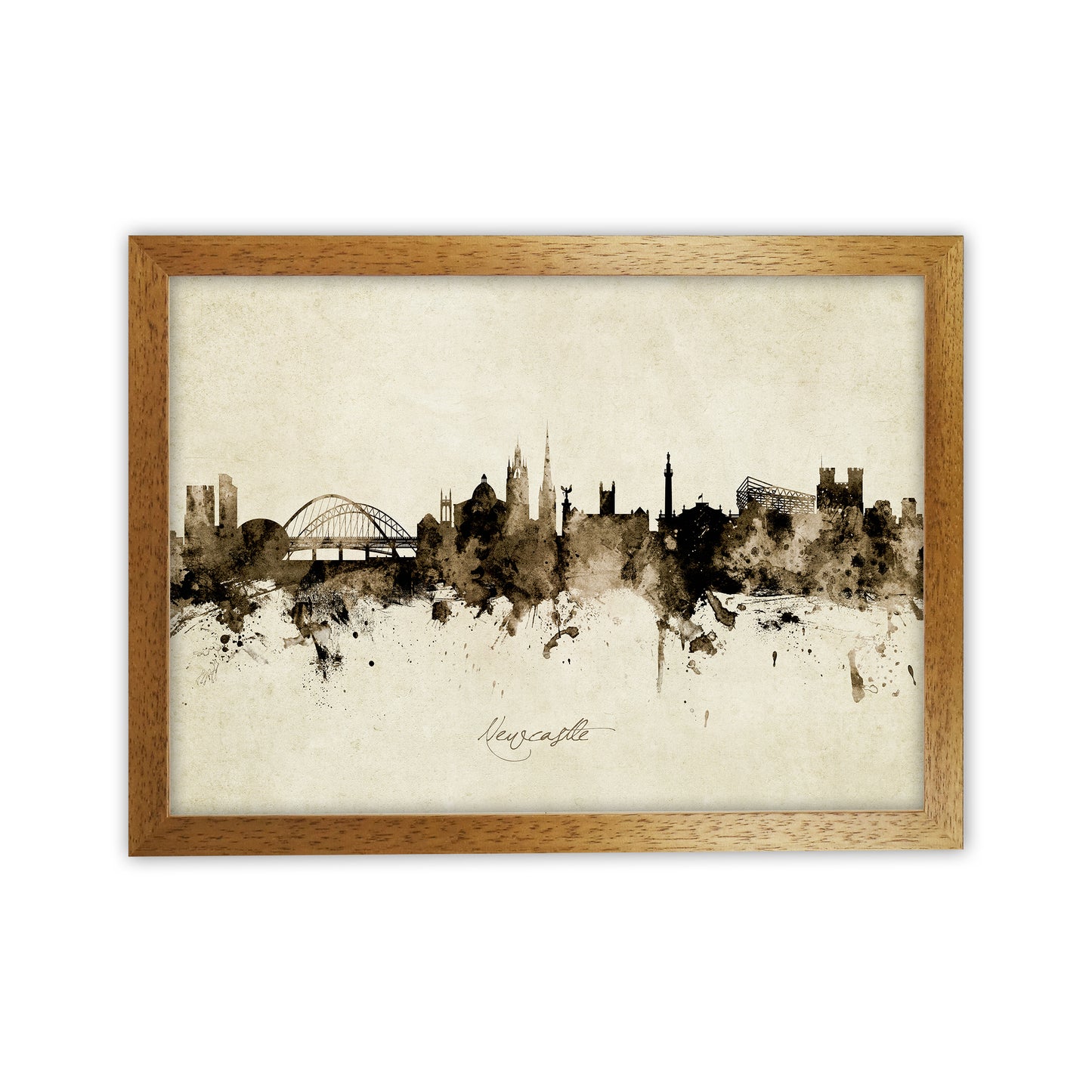 Newcastle England Skyline Vintage Art Print by Michael Tompsett Oak Grain