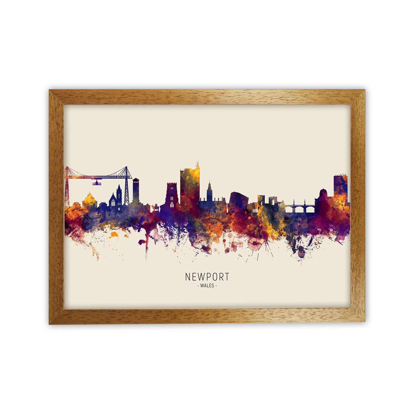 Newport Wales Skyline Autumn City Name Art Print by Michael Tompsett Oak Grain