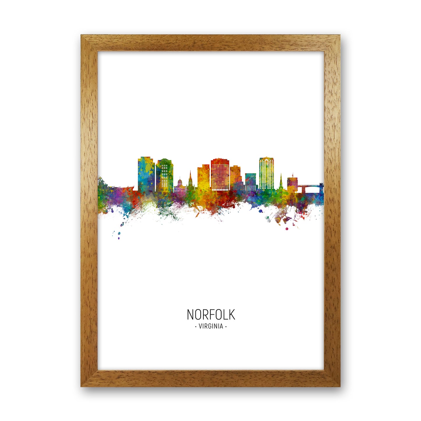 Norfolk Virginia Skyline Portrait Art Print by Michael Tompsett Oak Grain