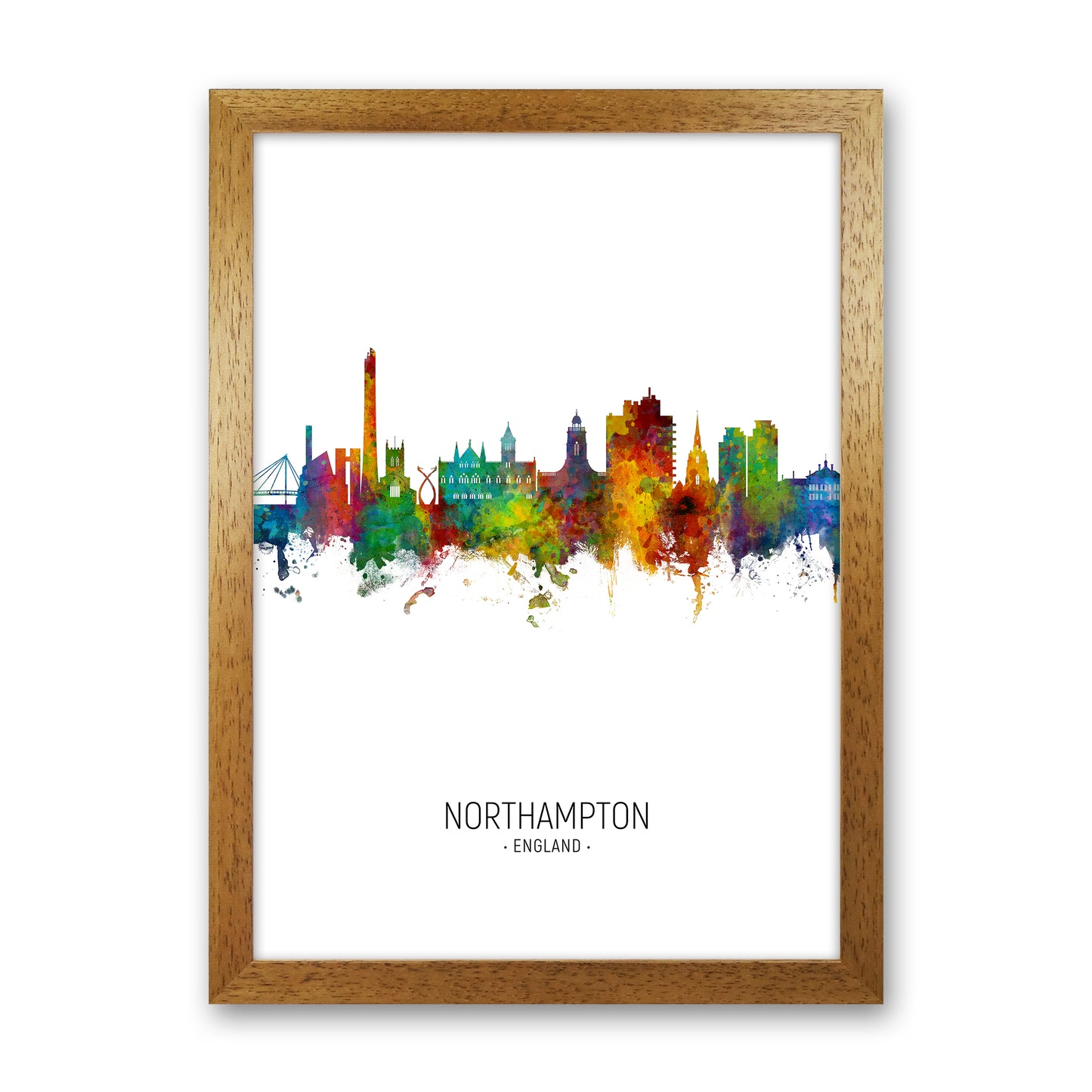 Northampton England Skyline Portrait Art Print by Michael Tompsett Oak Grain