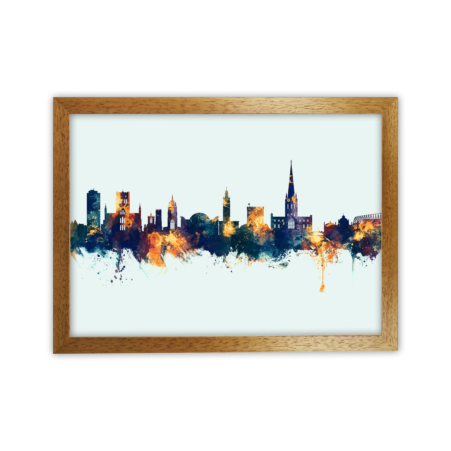 Norwich England Skyline Blue Orange Art Print by Michael Tompsett Oak Grain