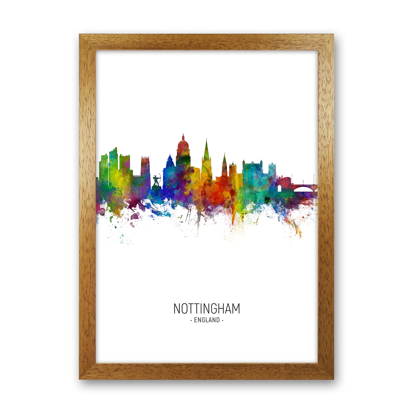 Nottingham England Skyline Portrait Art Print by Michael Tompsett Oak Grain