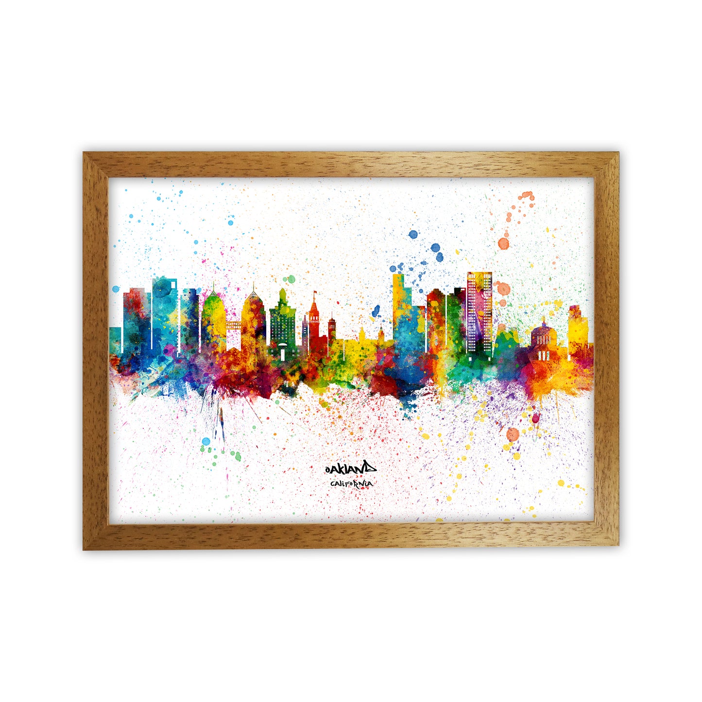 Oakland California Skyline Splash Art Print by Michael Tompsett Oak Grain