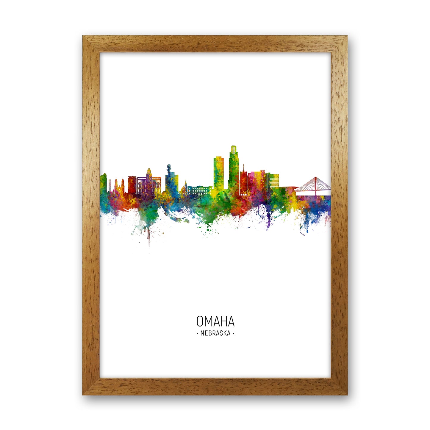 Omaha Nebraska Skyline Portrait Art Print by Michael Tompsett Oak Grain