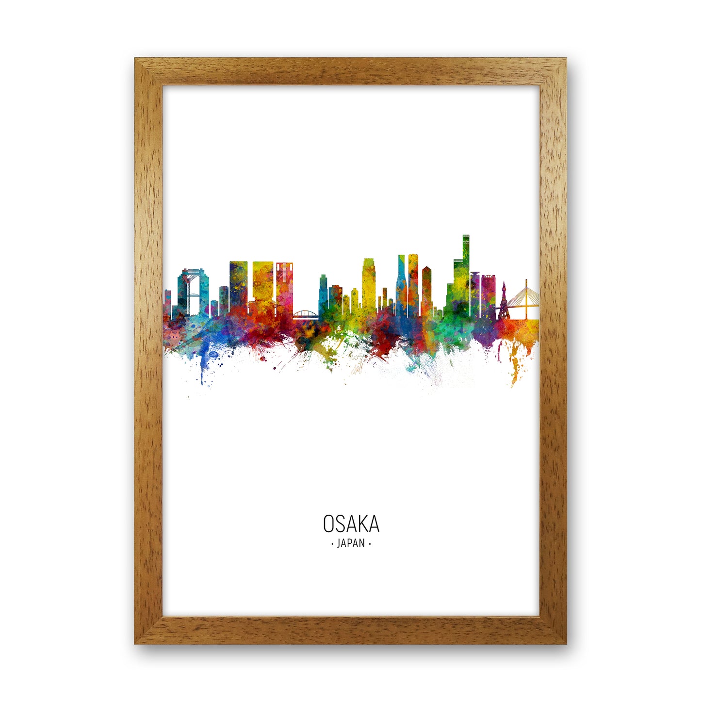 Osaka Japan Skyline Portrait Art Print by Michael Tompsett Oak Grain