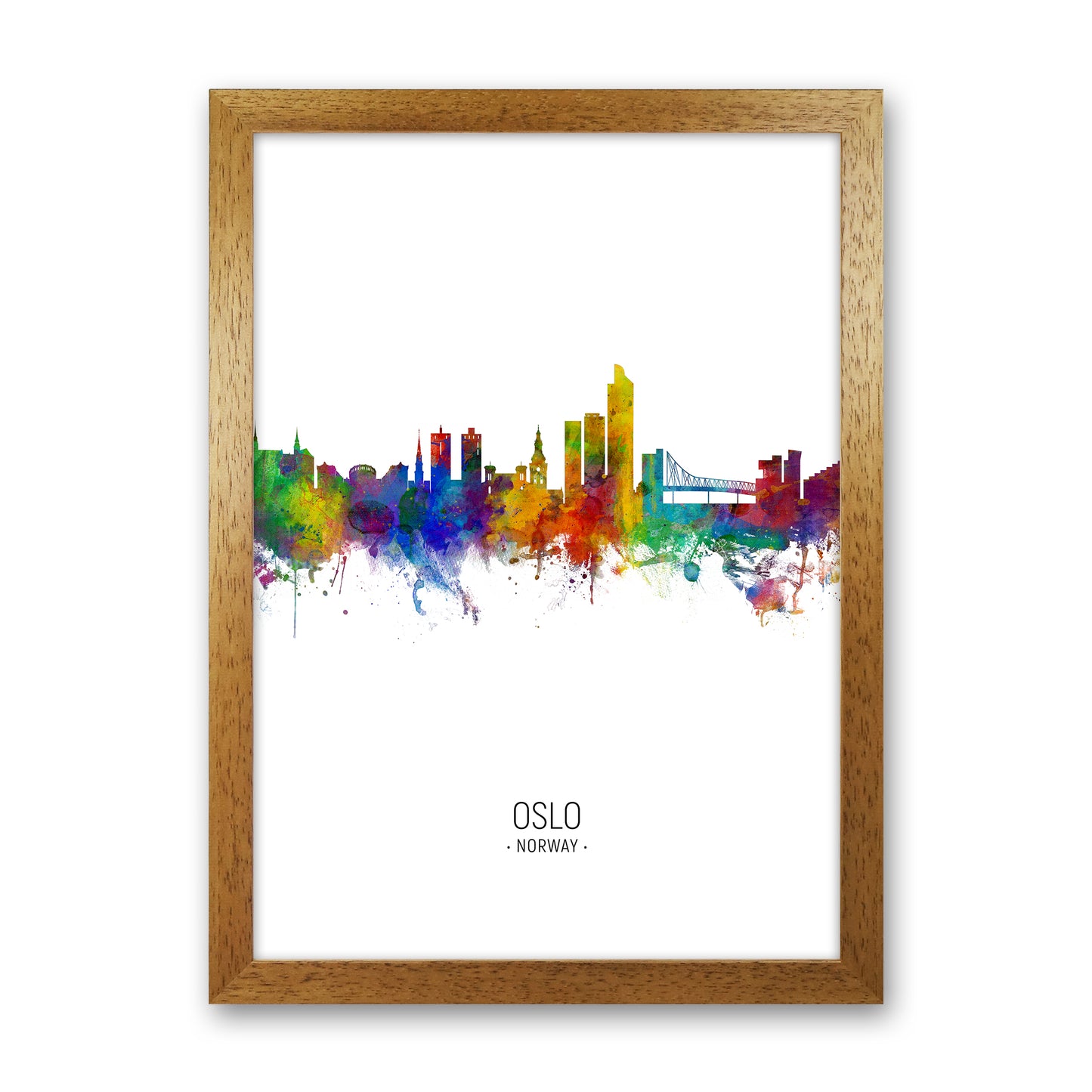 Oslo Norway Skyline Portrait Art Print by Michael Tompsett Oak Grain