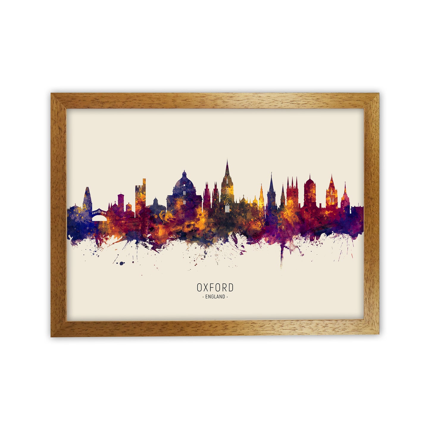 Oxford England Skyline Autumn City Name Art Print by Michael Tompsett Oak Grain