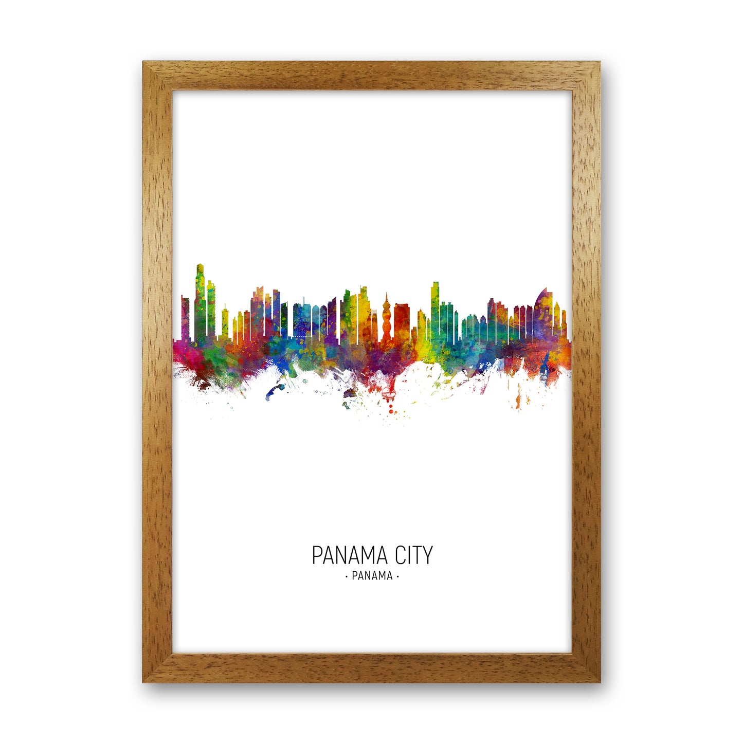 Panama City Panama Skyline Portrait Art Print by Michael Tompsett Oak Grain
