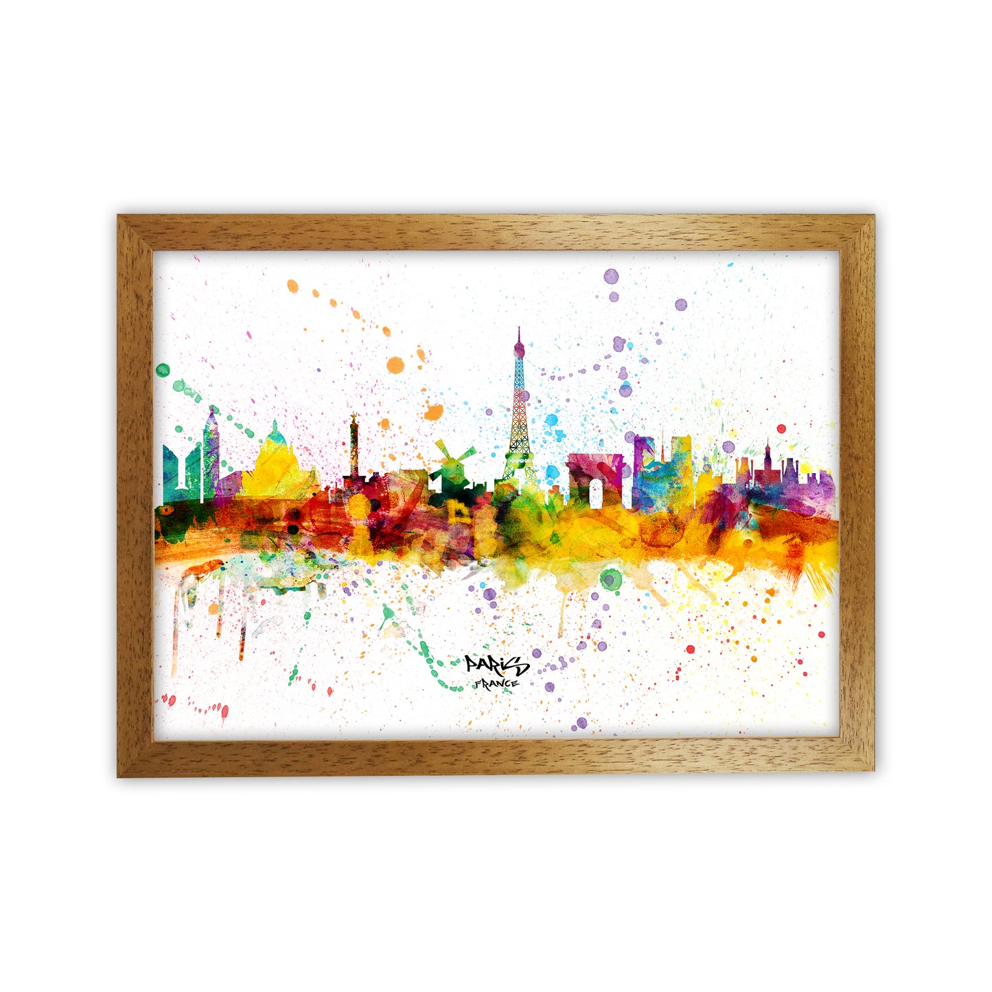 Paris France Skyline Splash Art Print by Michael Tompsett Oak Grain