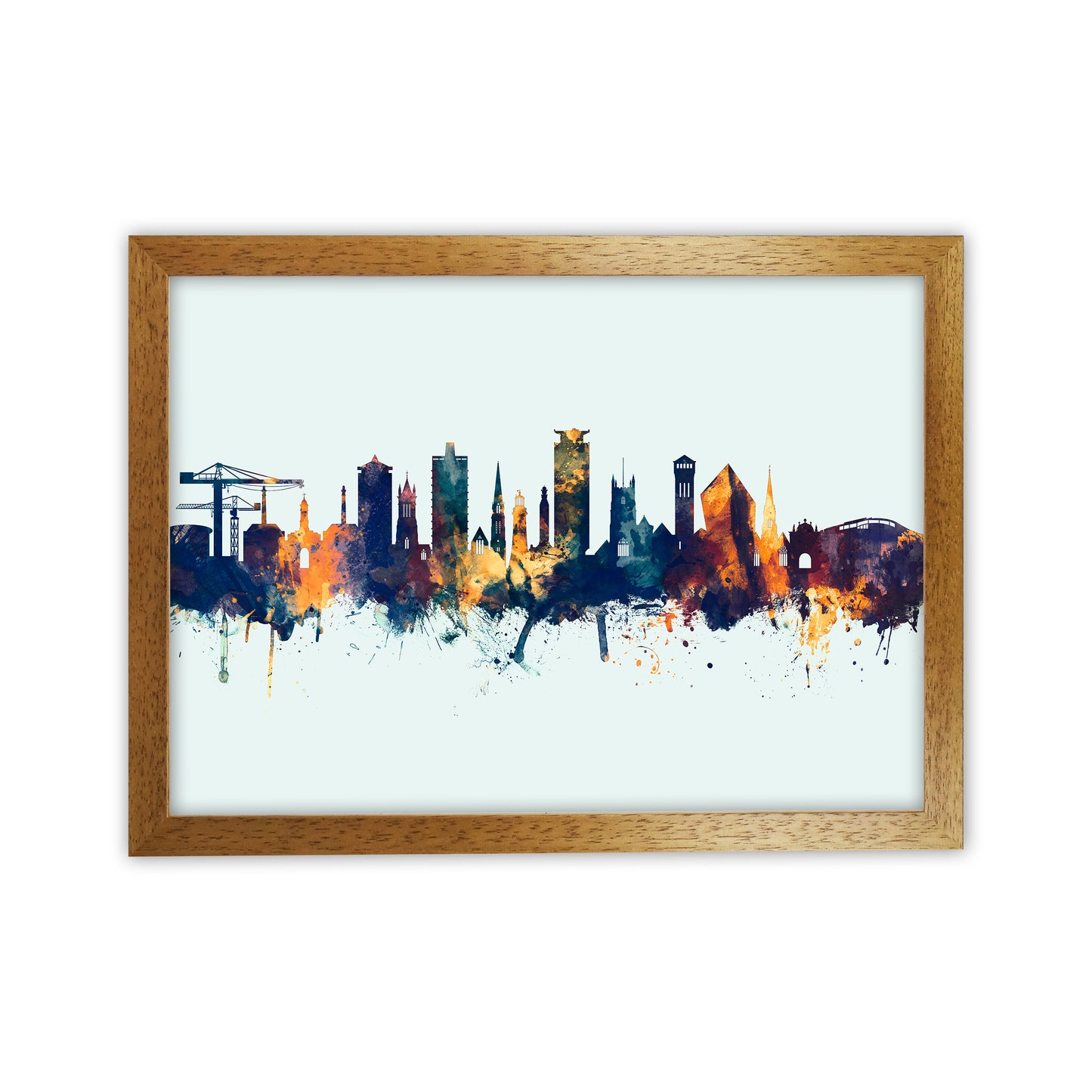Plymouth England Skyline Blue Orange Art Print by Michael Tompsett Oak Grain