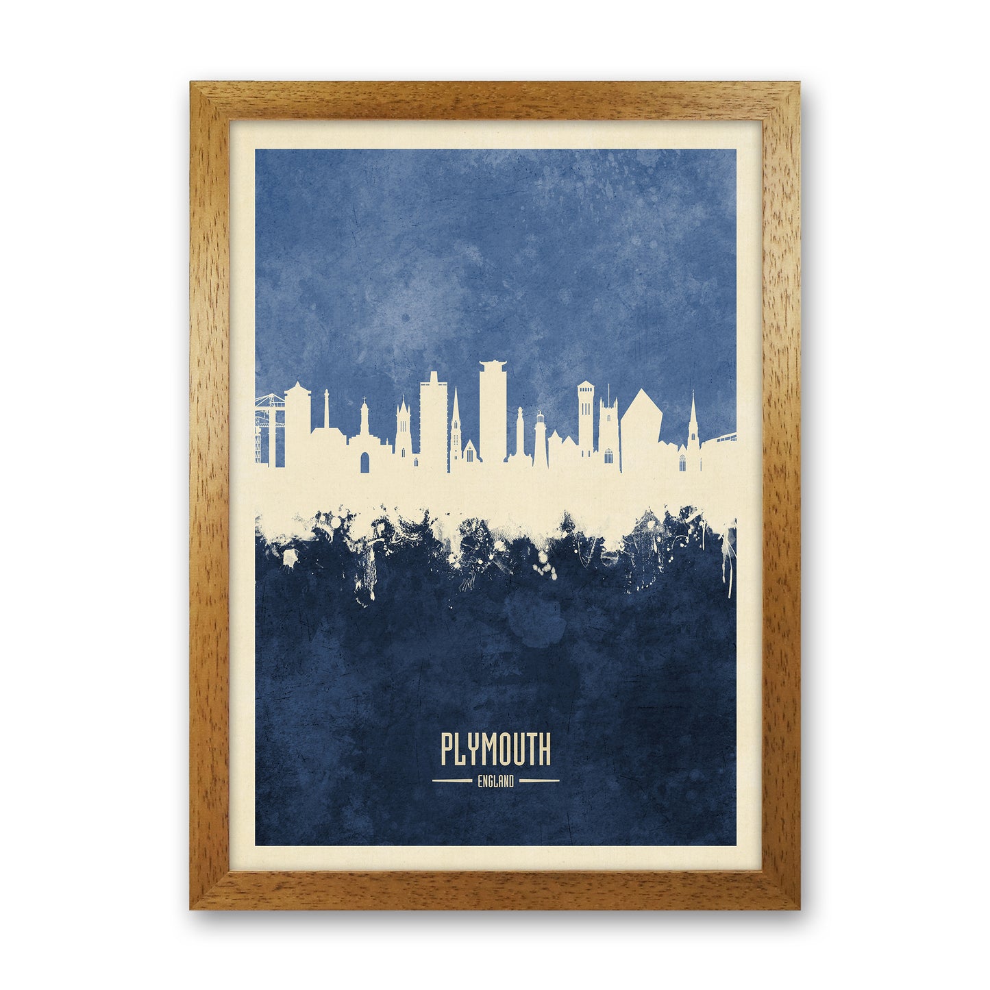 Plymouth England Skyline Portrait Navy Art Print by Michael Tompsett Oak Grain