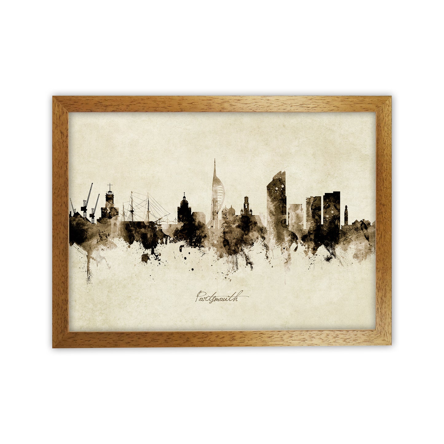 Portsmouth England Skyline Vintage Art Print by Michael Tompsett Oak Grain