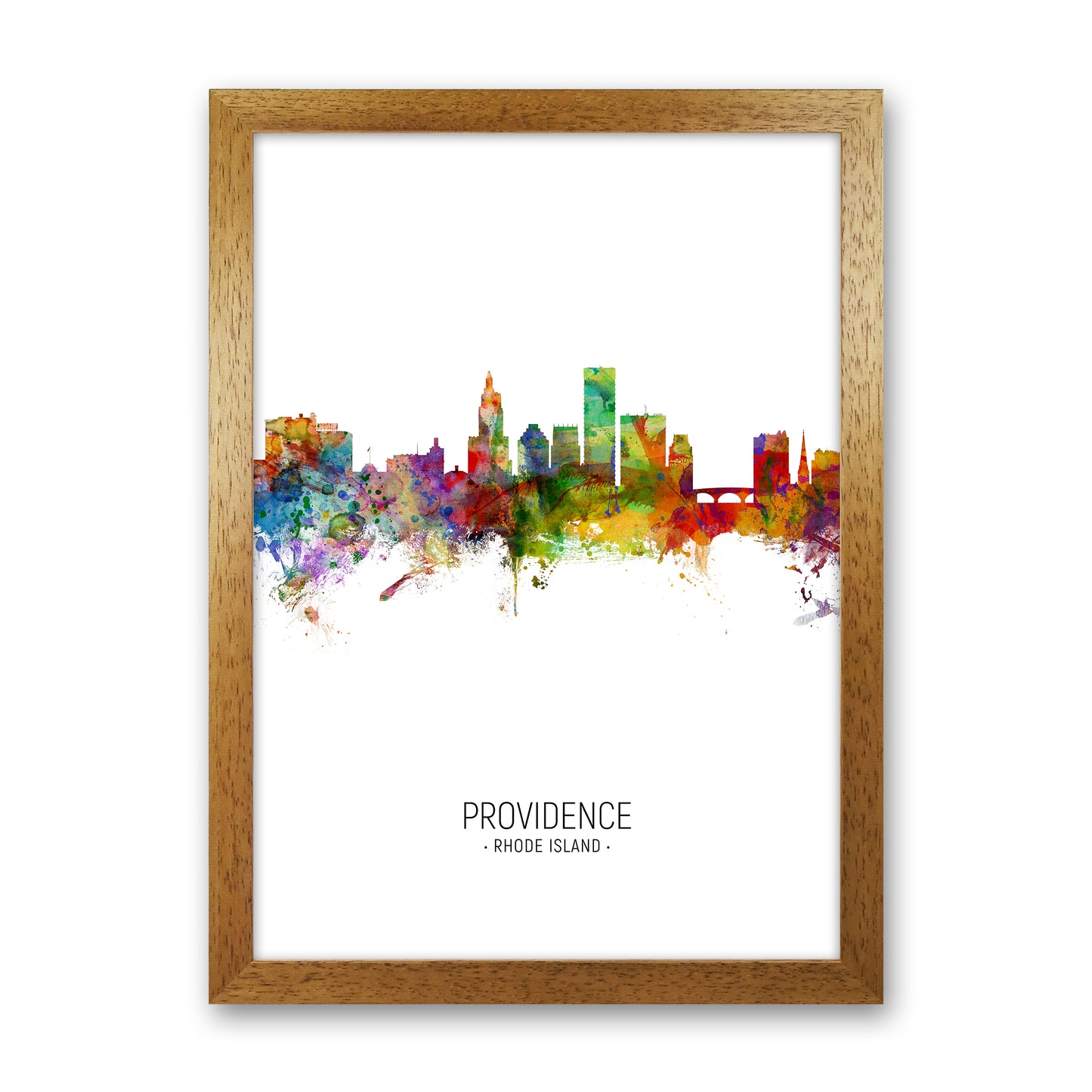 Providence Rhode Island Skyline Portrait Art Print by Michael Tompsett Oak Grain