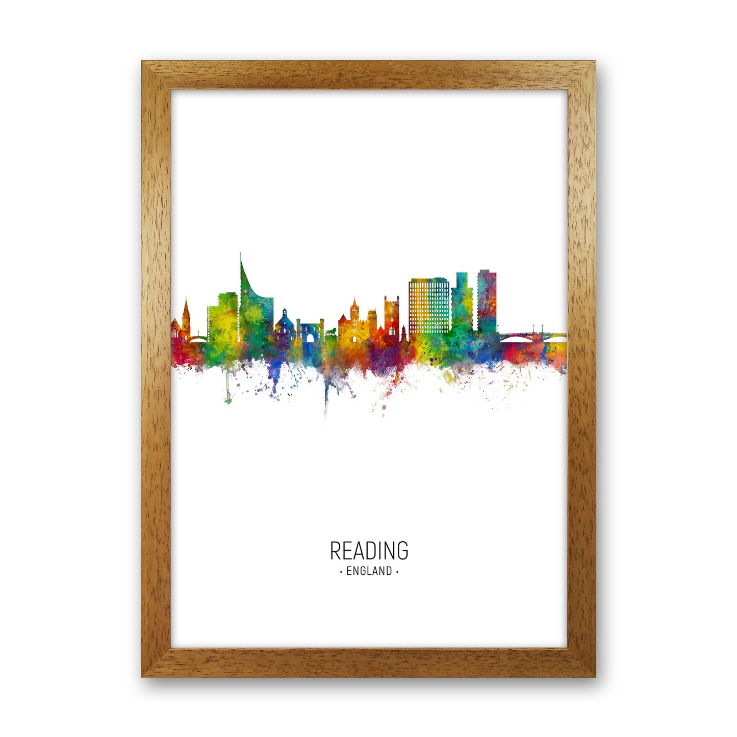 Reading England Skyline Portrait Art Print by Michael Tompsett Oak Grain