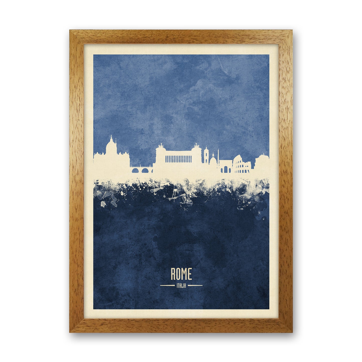 Rome Italy Skyline Portrait Navy Art Print by Michael Tompsett Oak Grain