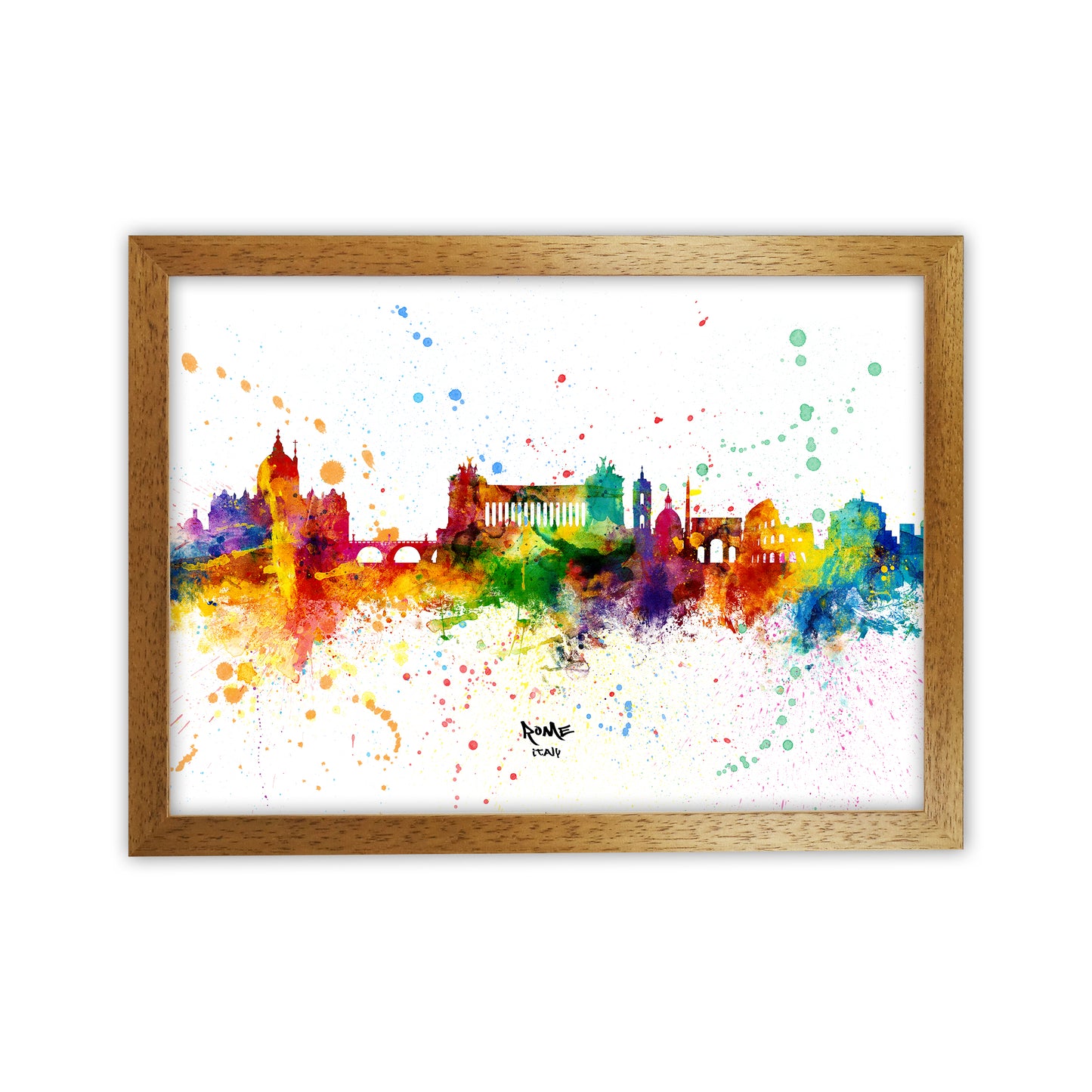 Rome Italy Skyline Splash Art Print by Michael Tompsett Oak Grain