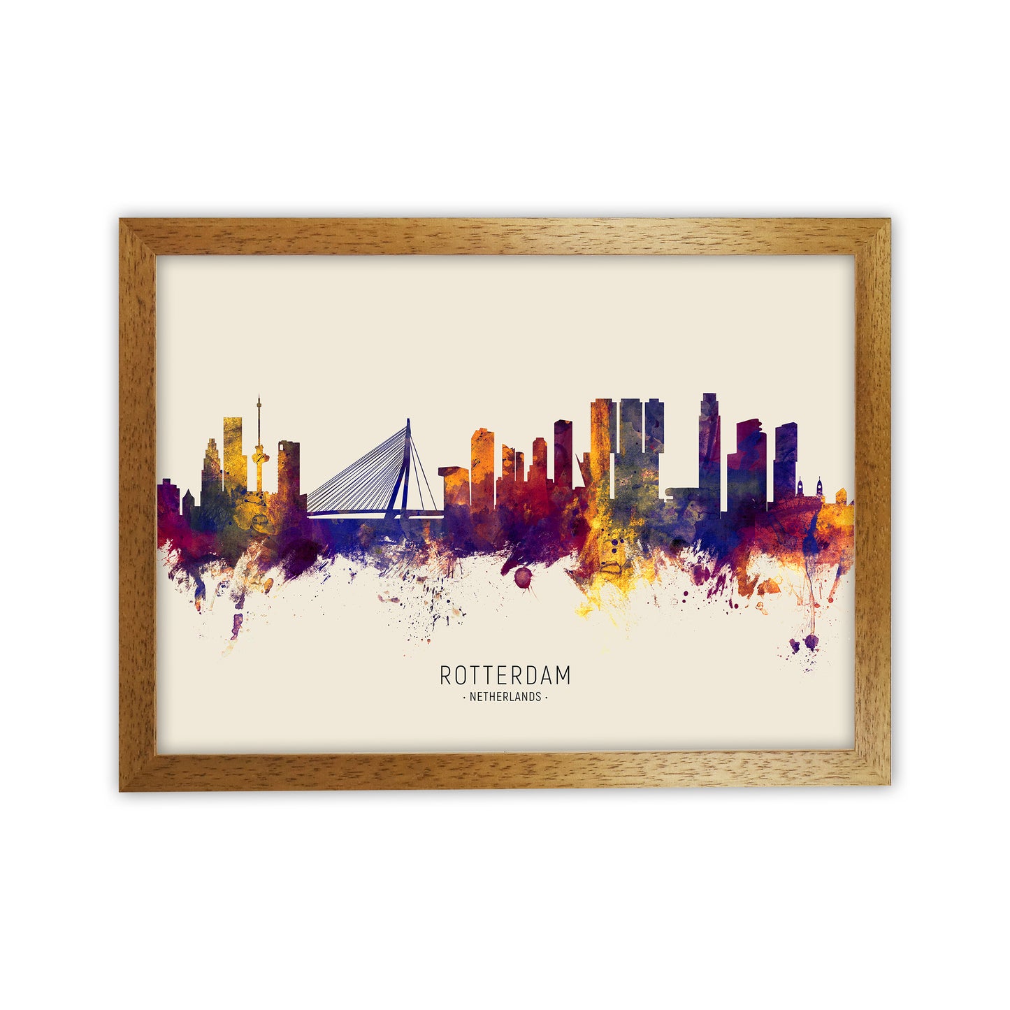 Rotterdam Netherlands Skyline Autumn City Name Art Print by Michael Tompsett Oak Grain