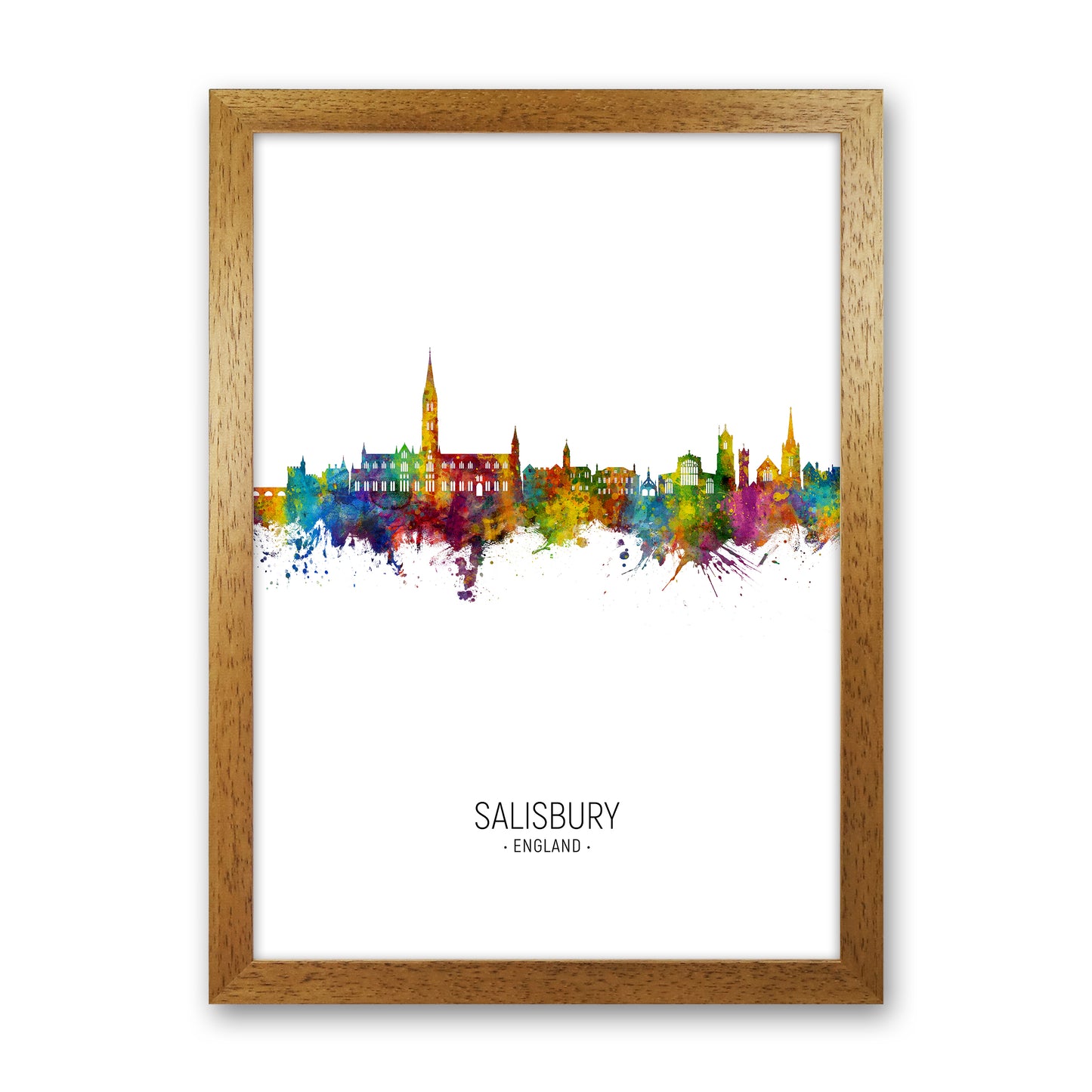 Salisbury England Skyline Portrait Art Print by Michael Tompsett Oak Grain