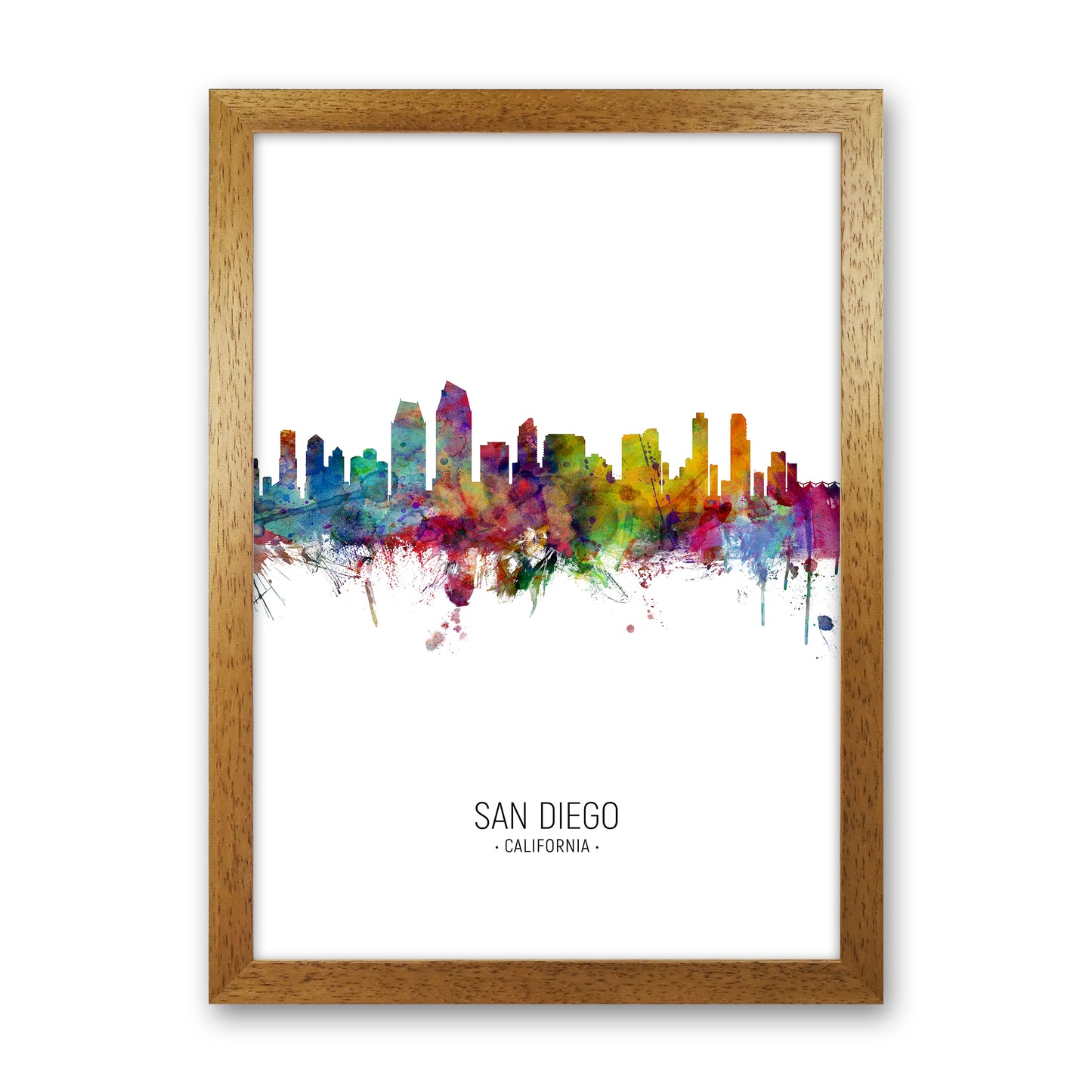 San Diego California Skyline Portrait Art Print by Michael Tompsett Oak Grain
