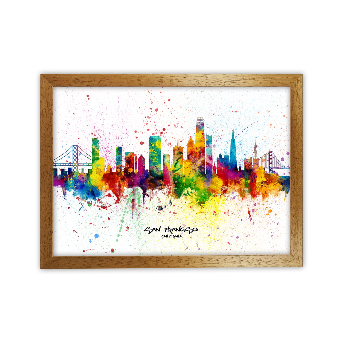 San Francisco California Skyline Splash Art Print by Michael Tompsett Oak Grain