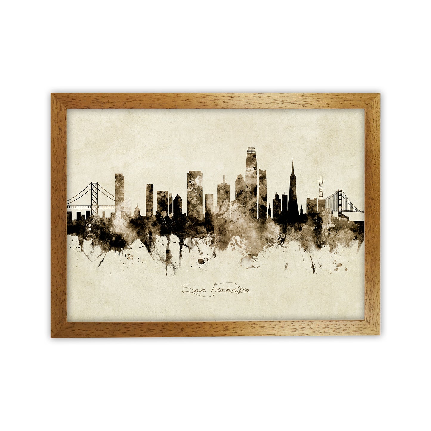 San Francisco California Skyline Vintage Art Print by Michael Tompsett Oak Grain