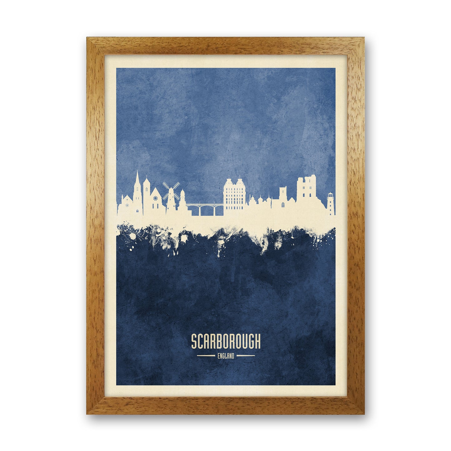 Scarborough England Skyline Portrait Navy Art Print by Michael Tompsett Oak Grain