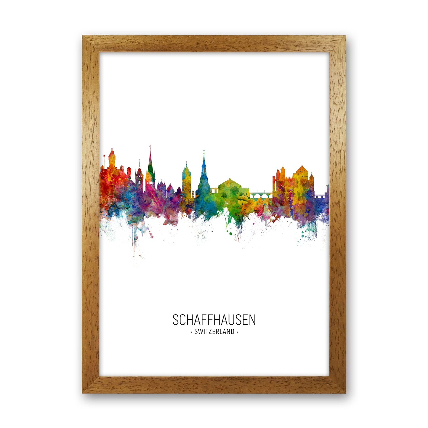 Schaffhausen Switzerland Skyline Portrait Art Print by Michael Tompsett Oak Grain