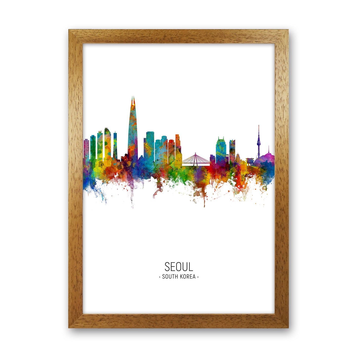 Seoul South Korea Skyline Portrait Art Print by Michael Tompsett Oak Grain