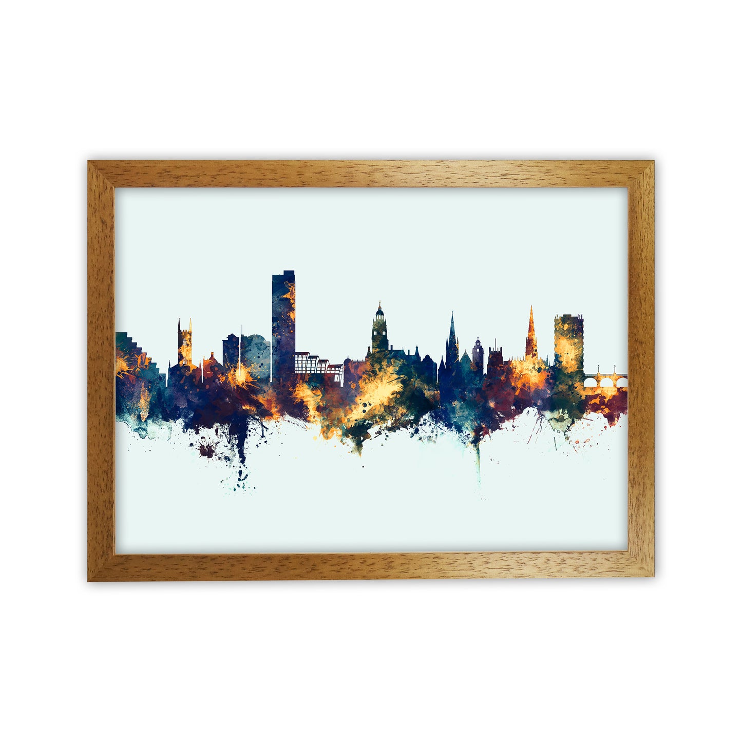 Sheffield England Skyline Blue Orange Art Print by Michael Tompsett Oak Grain