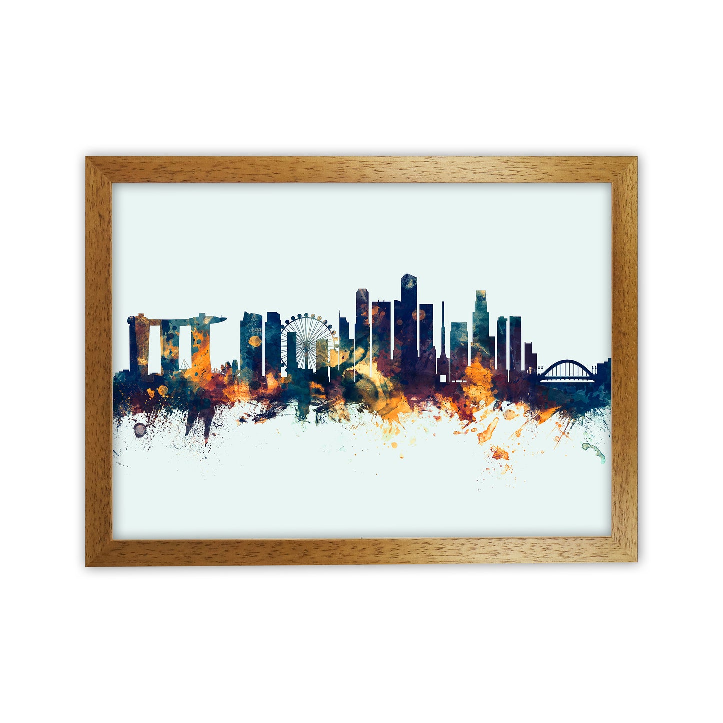 Singapore Singapore Skyline Blue Orange Art Print by Michael Tompsett Oak Grain