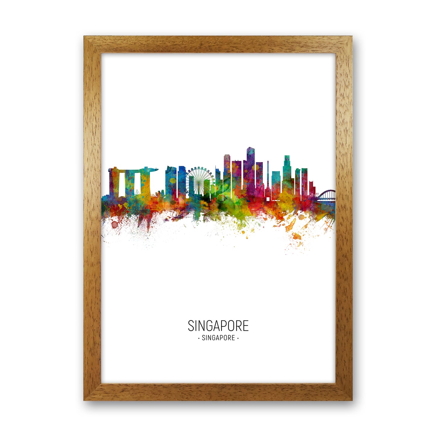 Singapore Singapore Skyline Portrait Art Print by Michael Tompsett Oak Grain