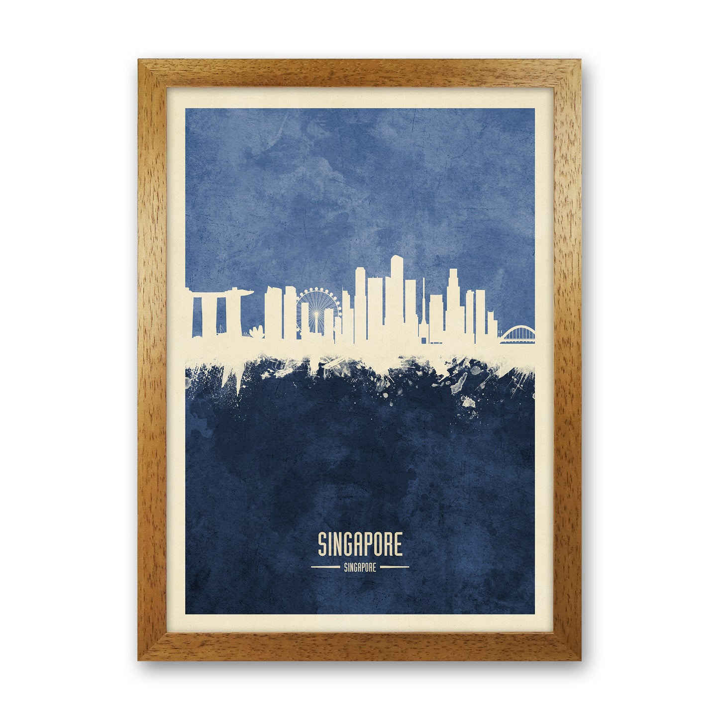Singapore Singapore Skyline Portrait Navy Art Print by Michael Tompsett Oak Grain