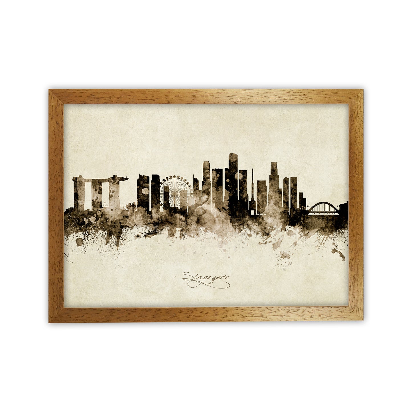 Singapore Singapore Skyline Vintage Art Print by Michael Tompsett Oak Grain