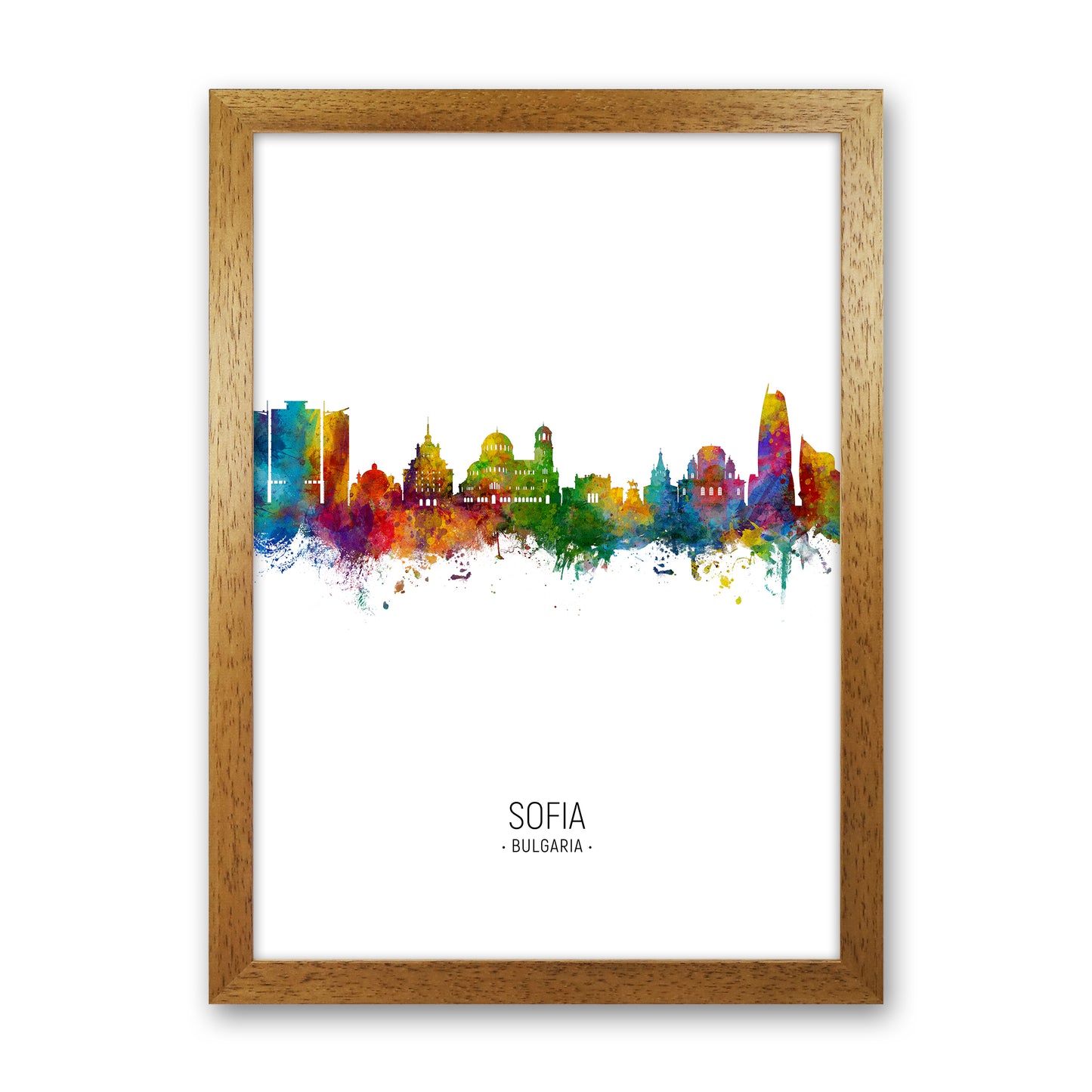 Sofia Bulgaria Skyline Portrait Art Print by Michael Tompsett Oak Grain