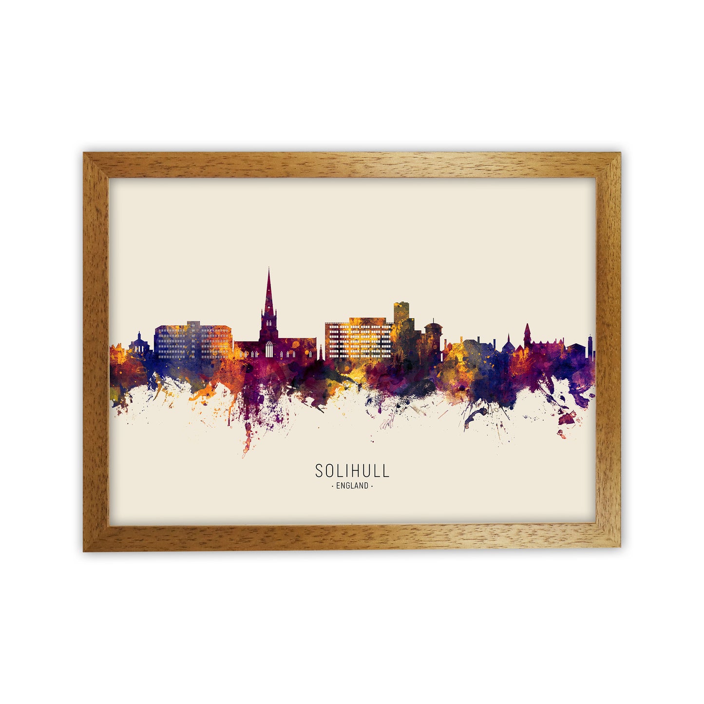 Solihull England Skyline Autumn City Name Art Print by Michael Tompsett Oak Grain