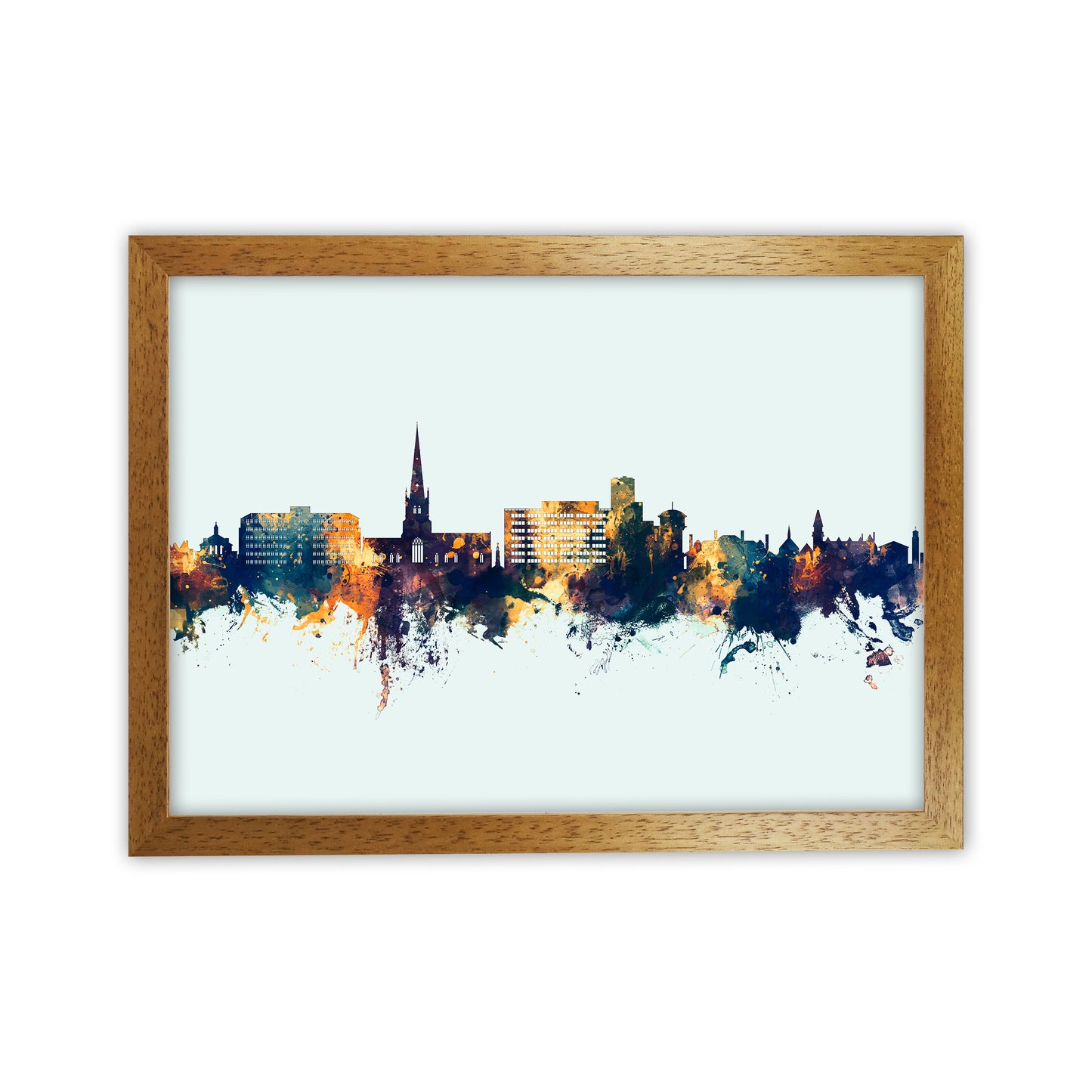 Solihull England Skyline Blue Orange Art Print by Michael Tompsett Oak Grain