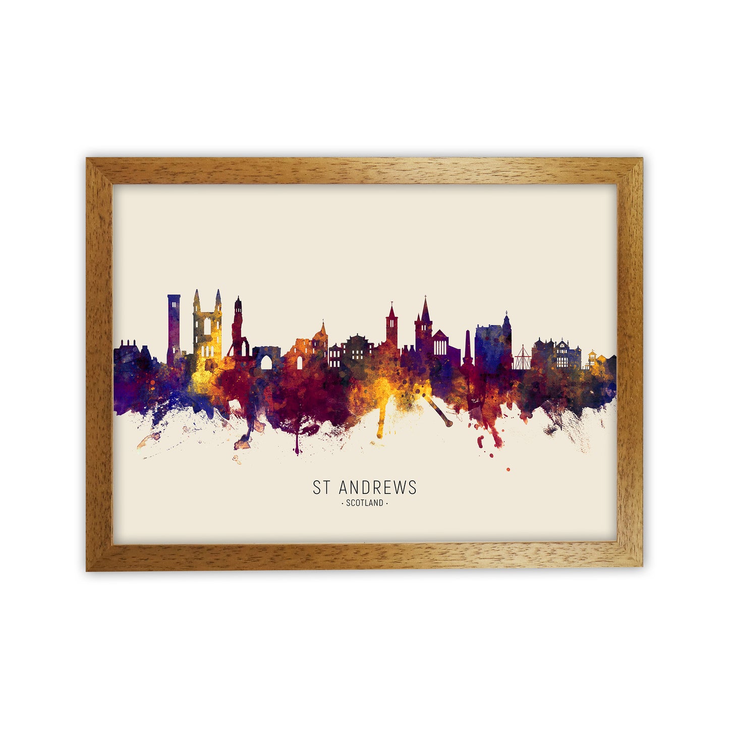 St Andrews Scotland Skyline Autumn City Name Art Print by Michael Tompsett Oak Grain