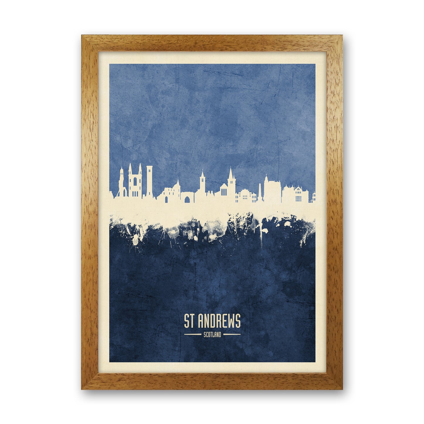 St Andrews Scotland Skyline Portrait Navy Art Print by Michael Tompsett Oak Grain
