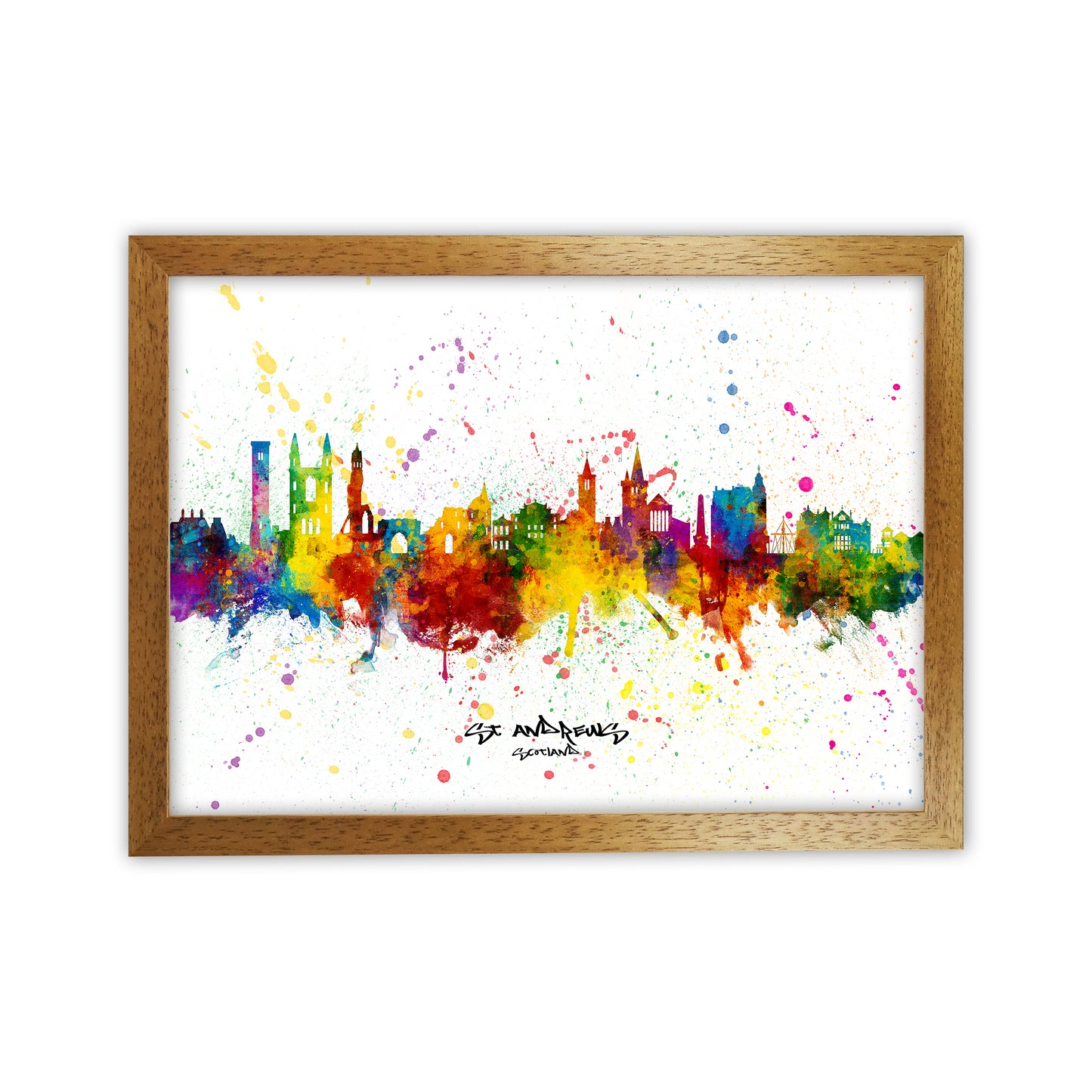 St Andrews Scotland Skyline Splash Art Print by Michael Tompsett Oak Grain