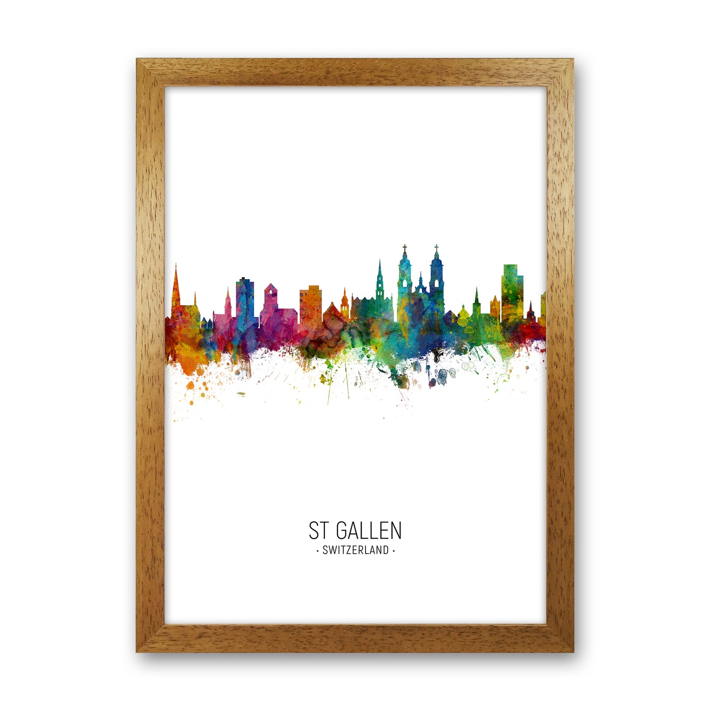 St Gallen Switzerland Skyline Portrait Art Print by Michael Tompsett Oak Grain