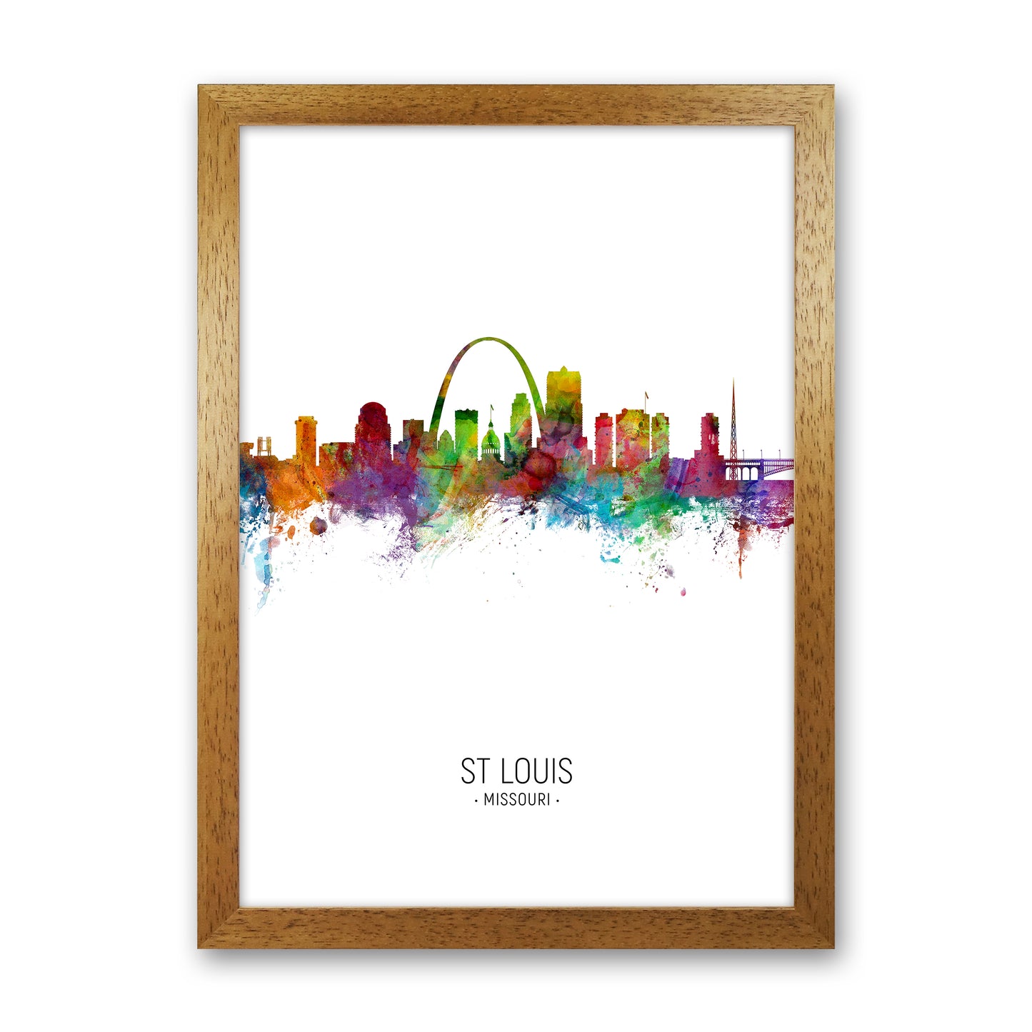 St Louis Missouri Skyline Portrait Art Print by Michael Tompsett Oak Grain