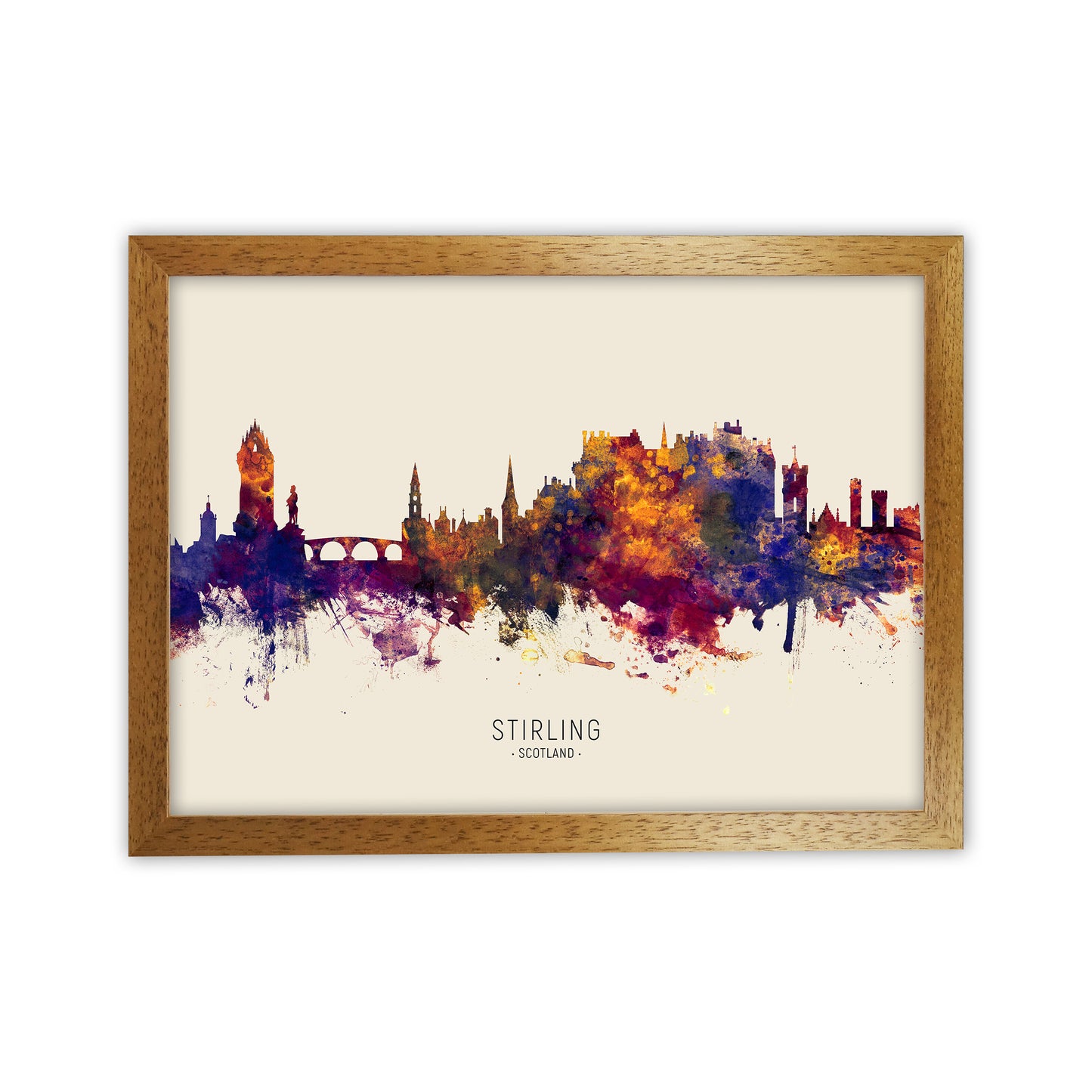 Stirling Scotland Skyline Autumn City Name Art Print by Michael Tompsett Oak Grain