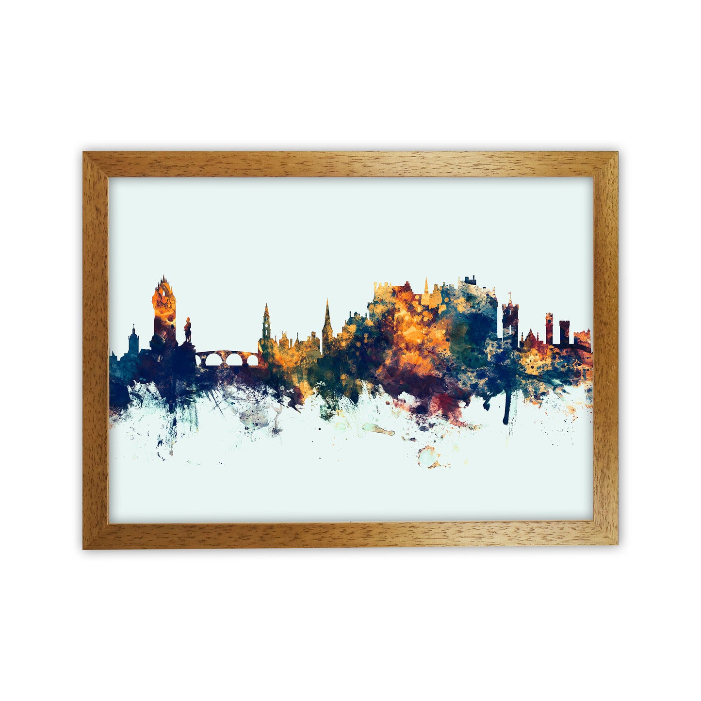 Stirling Scotland Skyline Blue Orange Art Print by Michael Tompsett Oak Grain