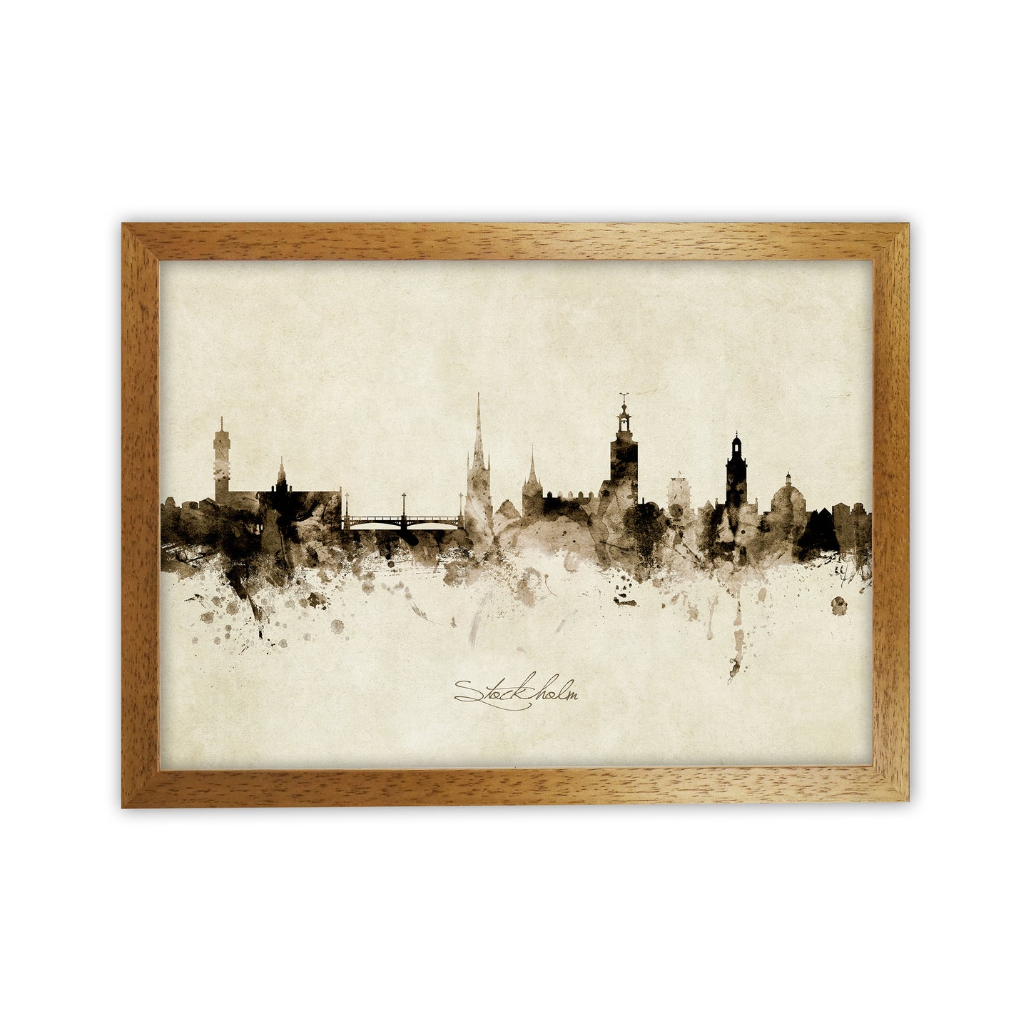 Stockholm Sweden Skyline Vintage Art Print by Michael Tompsett Oak Grain