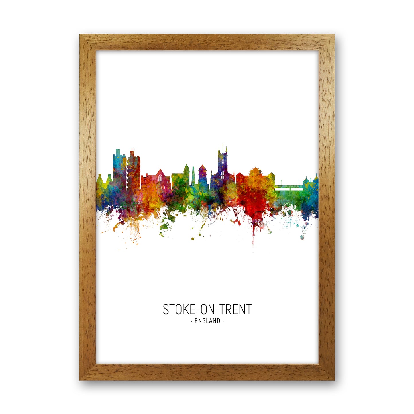 Stoke-On-Trent England Skyline Portrait Art Print by Michael Tompsett Oak Grain