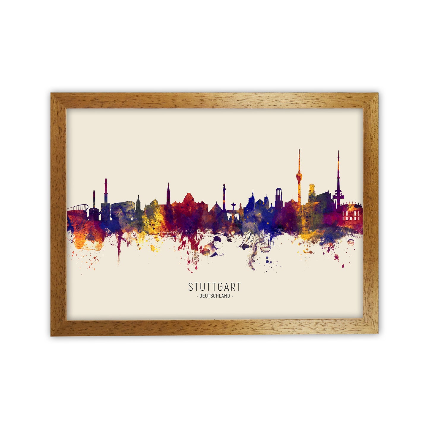 Stuttgart Deutschland Skyline Autumn City Name Art Print by Michael Tompsett Oak Grain