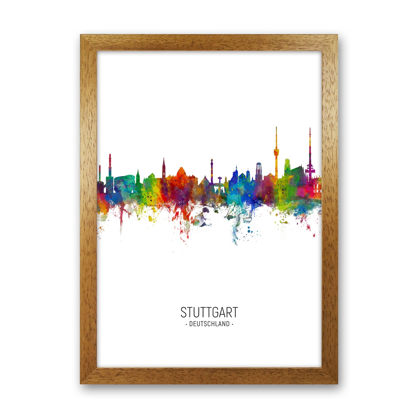 Stuttgart Germany Skyline Portrait Art Print by Michael Tompsett Oak Grain
